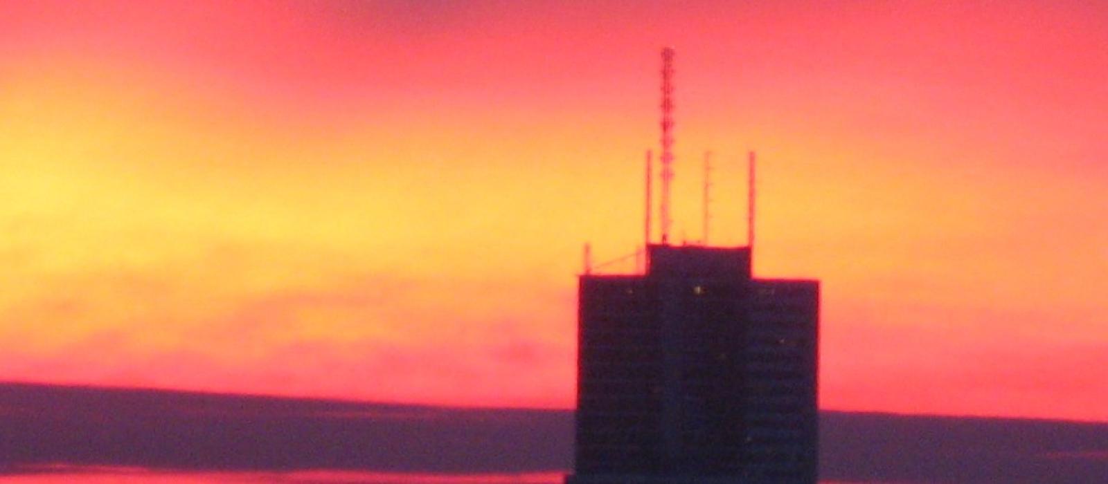 Coucher de soleil sur le quartier